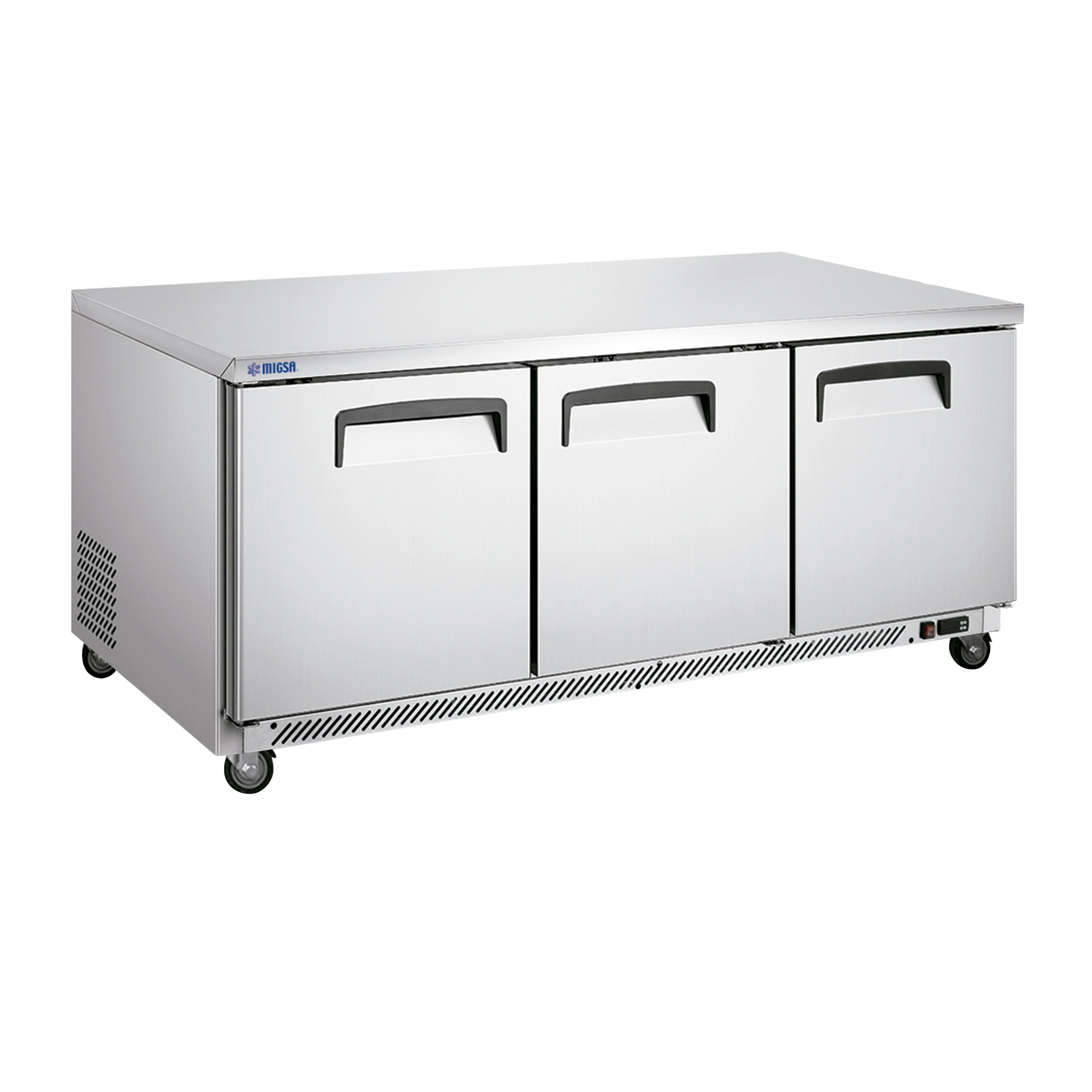 UC-72F-3 | Mesa fría congelada Migsa 530 L con 3 puertas sólidas y control digital de temperatura