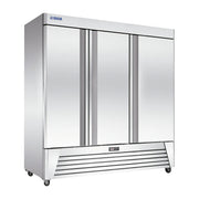 UR-78F-3 | Congelador vertical de acero inoxidable Migsa 72 ft³ con 3 puertas sólidas y control digital