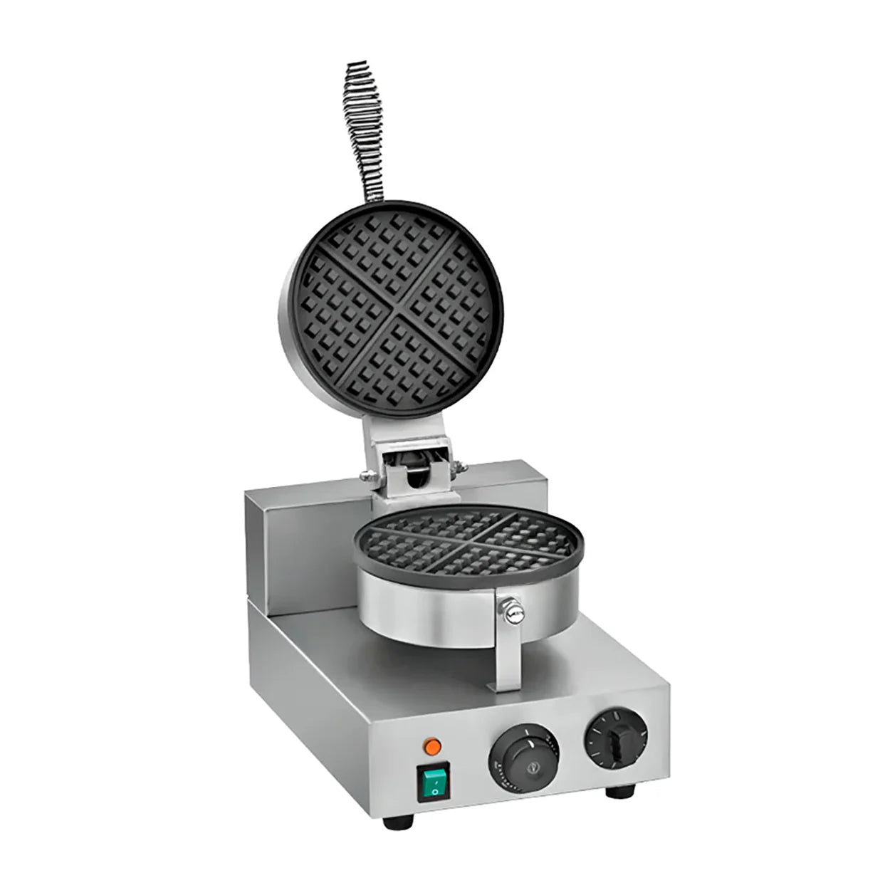 UWB-1 | Wafflera tipo americana Migsa 1200 W con plato de teflón, termostato ajustable y temporizador de 5 min