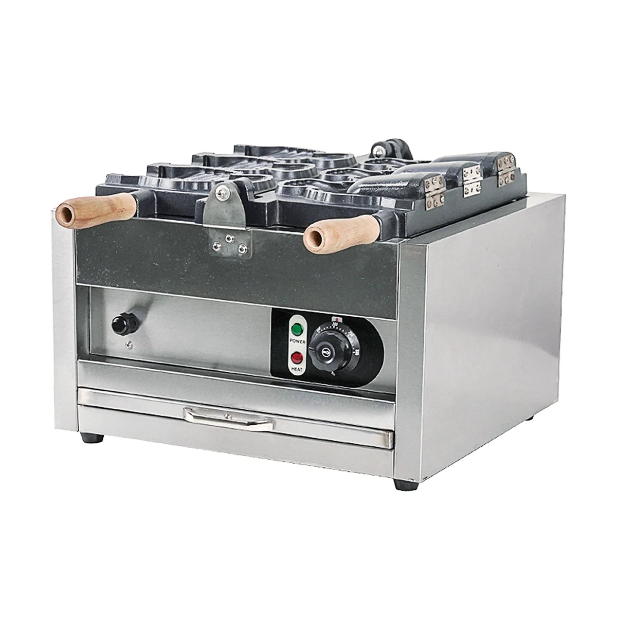 WTG-1 | Wafflera taiyaki tipo cono Migsa 2000 W con 3 piezas, platos de teflón y termostato ajustable