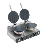 ZU2 | Cocinador eléctrico doble de conos y canastitas Migsa 1200 W con platos de teflón y termostato